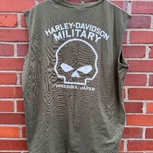 Harley Davidson Military Yokosuka Japan Drab Green Sleeveless Shirt 2019 NWT 2XL